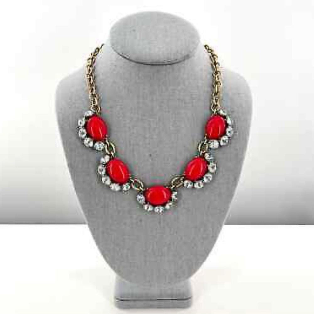 Stella & Dot Mae Red Statement Necklace Retired 19" Signed - Picture 4 of 7
